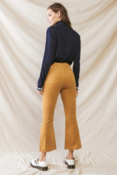 Mustard Denim Cotton Material Four Pocket High Waist Pants /1-2-2-1