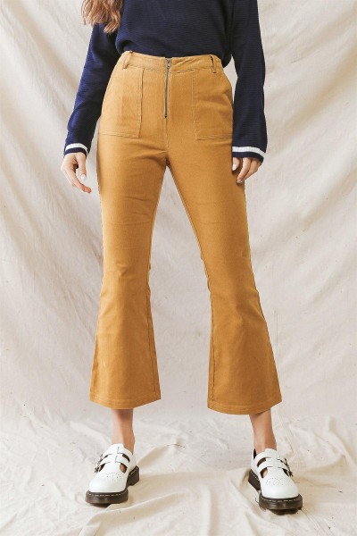 Mustard Denim Cotton Material Four Pocket High Waist Pants /1-2-2-1