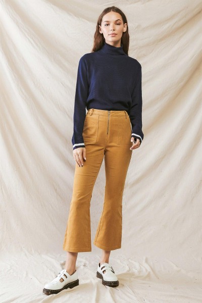 Mustard Denim Cotton Material Four Pocket High Waist Pants /1-2-2-1