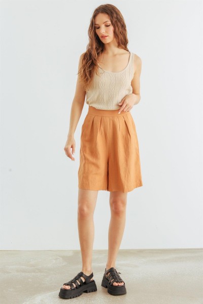 Safari Pleated Two Pocket High Waist Shorts /1-2-2-1