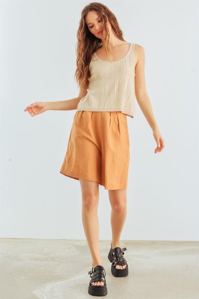 Safari Pleated Two Pocket High Waist Shorts /1-2-2-1