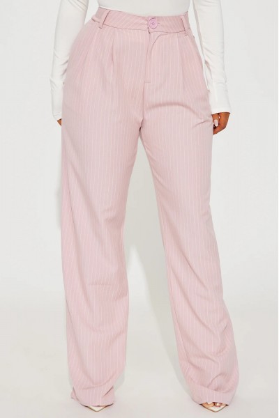 High-Waisted Pinstripe Wide Leg Trousers