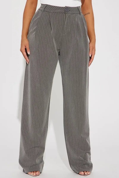 High-Waisted Pinstripe Wide Leg Trousers