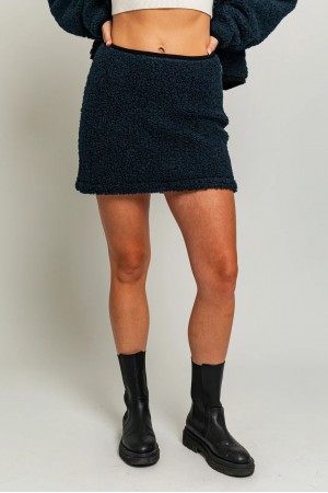 Sherpa Contrast Binding Soft Mini Skirt