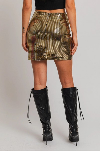 Mid Waist Stretchy Glitter Mini Skirt