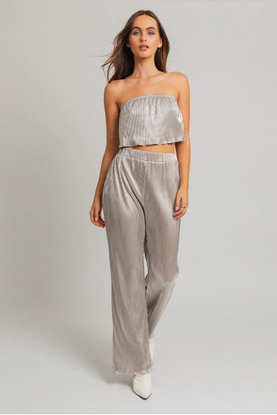 Shimmer Plated Wide Disco Pants