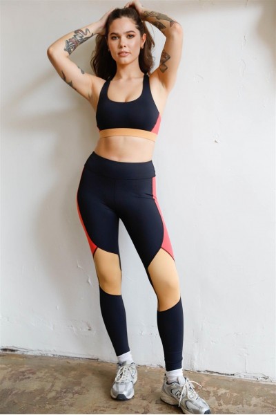 Trendy Color Block High-Waist Workout Leggings