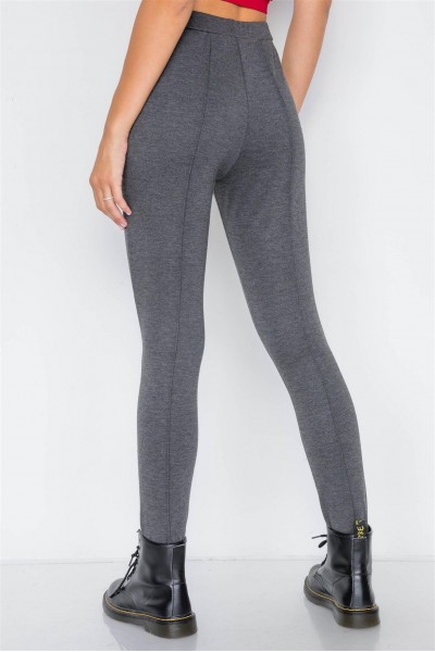 Heather Charcoal Thick Knit Activewear Leggings Pant