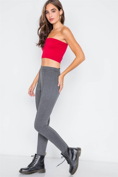 Heather Charcoal Thick Knit Activewear Leggings Pant