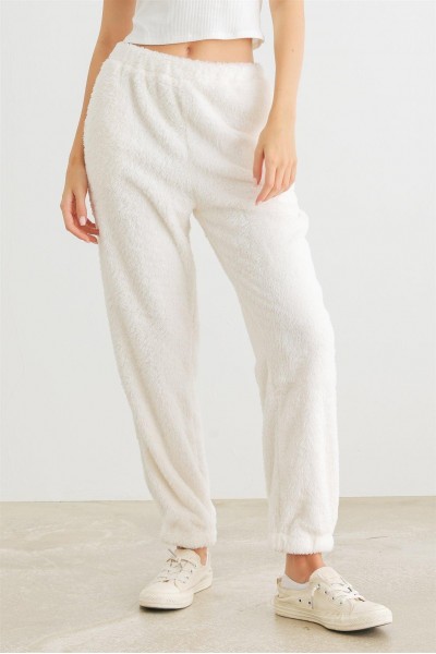 Ivory Fuzzy Knit Two Pocket High Waist Pants /2-2-2