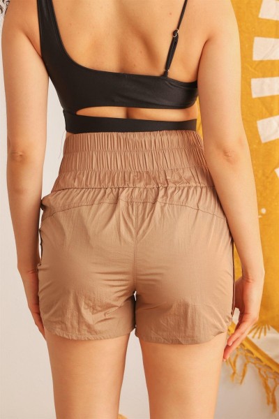 Mocha High Waist Two Pocket Shorts