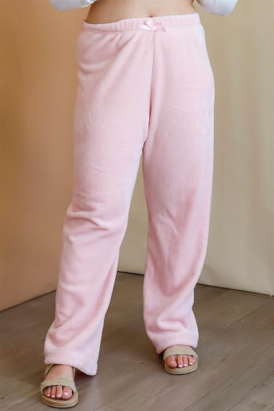 Plus Size Pink Bow Detail Wide Leg Pants