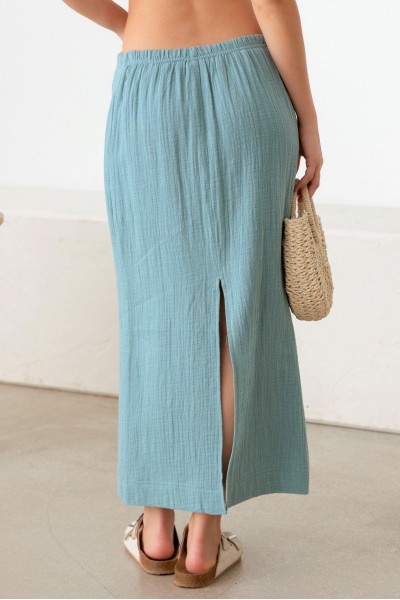 Drawstring Slit Detail Soft Chic Maxi Skirt