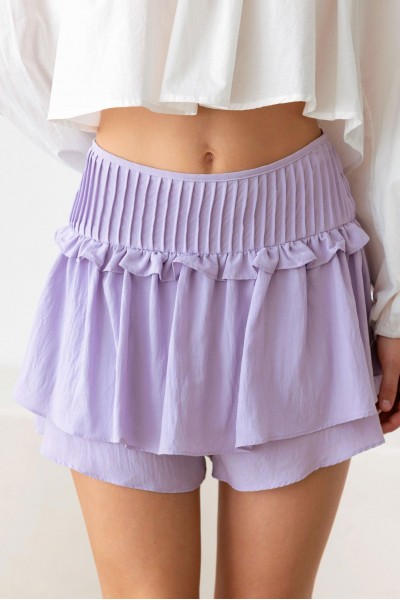 Pintuck Waist Band Ruffle Detail Skort