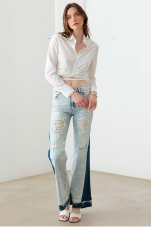 Acid Wash Flare Denim Jeans