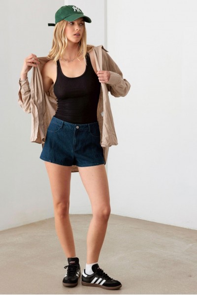 Low Rise Two Pocket Denim Shorts