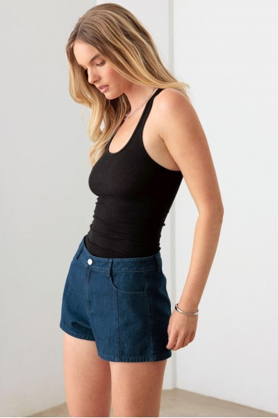 Low Rise Two Pocket Denim Shorts